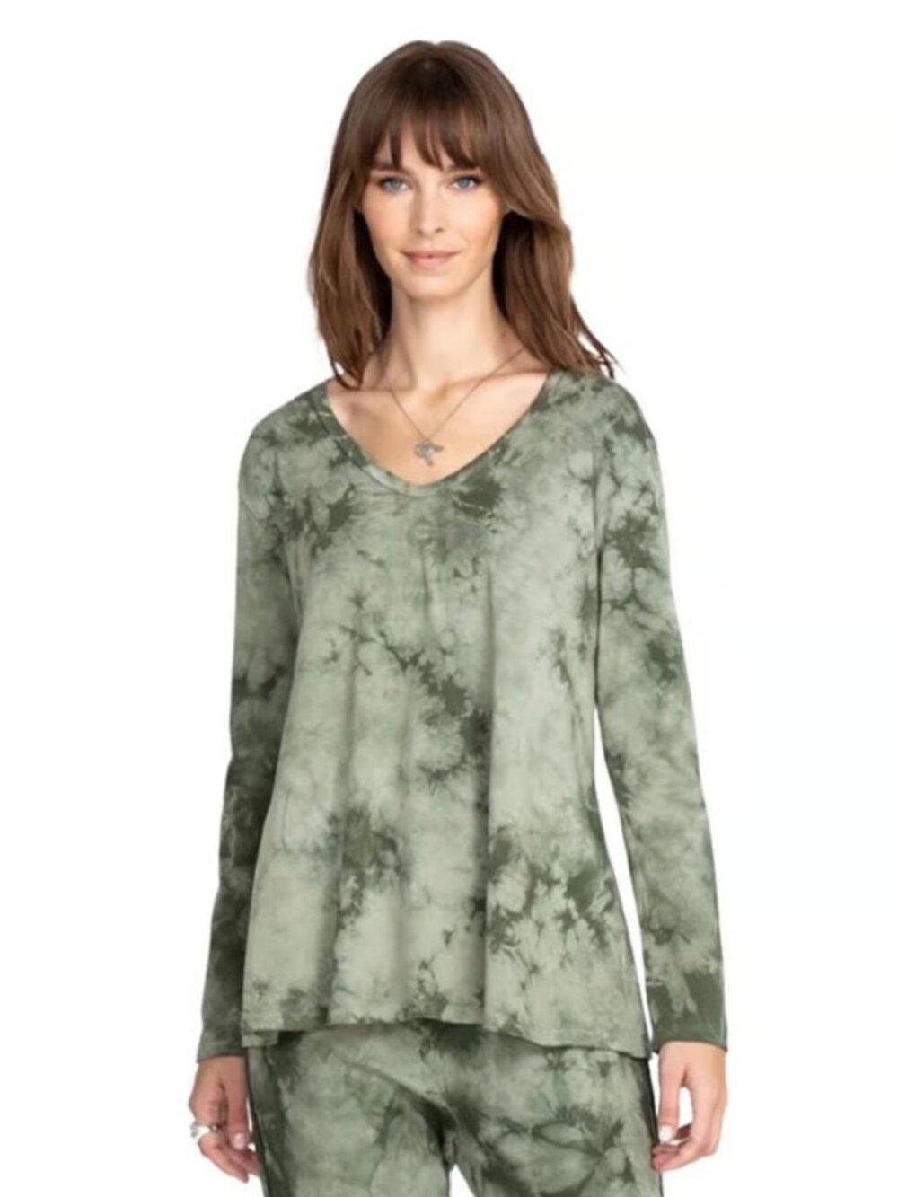 Johnny Was Calme green tie dye long sleeve tee size small VGUC